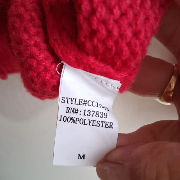 Anthropologie Luna Ivy Red Cardigan Adorned With Pink Bows. Sz.M Cozy - Picture 7 of 10